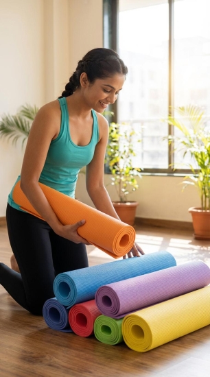 EVA Yoga Mat Anti Skid 6mm & 4mm ( multicolor )